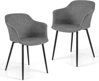 Costway Costway - Juego De 2 Sillas De Comedor, Silla De Cocina Tapizadas Con Respaldo Ergon&oacute;mico, Reposabrazos Anchos, Sillas Auxiliares Modernas Y Elegantes