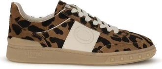 Valentino Garavani Animalier Print Sneaker met VLogo Detail - Dames - Sneakers - Bruin - 40 EU - Leer - Schoenen