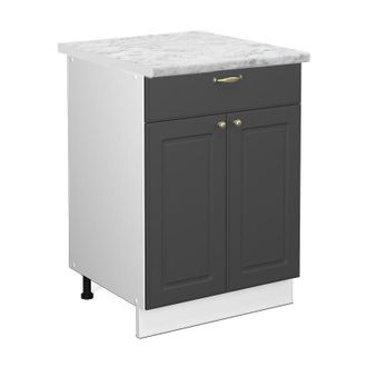 Vicco Mueble Bajo De Cocina Fame-line, Antracita-oro, 60 Cm Con Caj&oacute;n, Et M&aacute;rmol Vicco