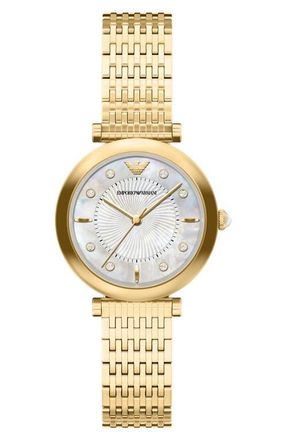 Emporio Armani Archelia Mother-of-Pearl Bracelet Watch, 32mm in Gold at Nordstrom
