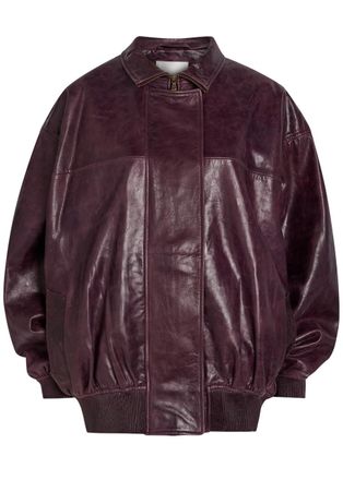 CHRISTOPHER ESBER Devon Leather Bomber Jacket - Maroon - 12 (UK12 / M)