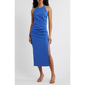 Mango Starring Hailey Bieber Lola Halter Neck Dress in Blue at Nordstrom, Size 10