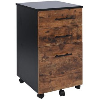 OEM Mesita De Noche Marr&oacute;n Oscuro Con Cajones Sobre Ruedas 42x40x72 Vbs4 Begryf