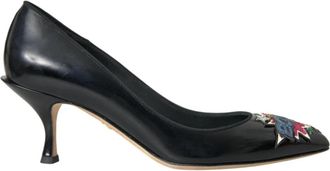Dolce & Gabbana Zwarte Leren Pumps met Sterontwerp - Dames - Pumps - Zwart - 36 1/2 EU - Leer - Schoenen