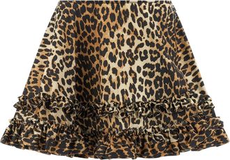 Ganni Rock Leopard Duchesse Nylon Mini Frill