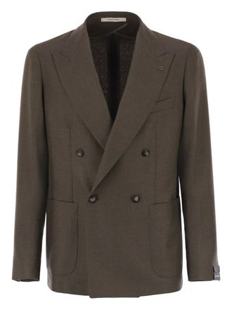 Tagliatore double-breasted patch-pocket blazer - Brown
