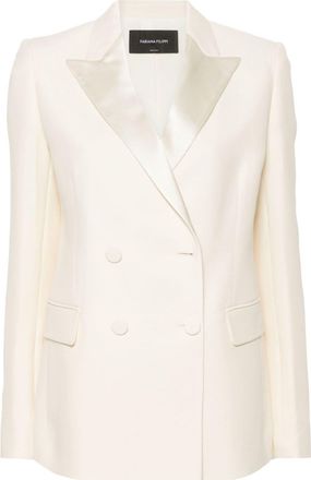 Fabiana Filippi double-breasted crepe blazer - women - Wool/Silk/Acetate/Silk - 40 - Neutrals