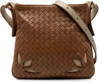 Bottega Veneta Pre-owned Cross Body Bags, female, Brown, Size: ONE SIZE Pre-owned Woven Leather Crossbody Bag