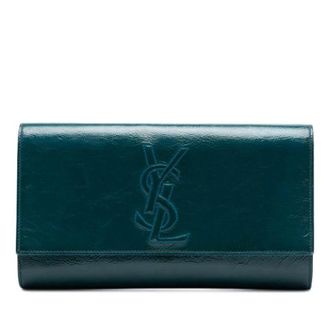 Saint Laurent Pre-owned Clutches, female, Blue, Size: ONE SIZE Pre-owned Patent Leather Clutch