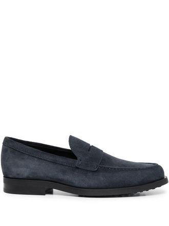 Tod's Blue Suede Loafers