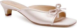Badgley Mischka Felisha Kitten Heel Slide Sandal in Champagne Satin at Nordstrom, Size 8.5