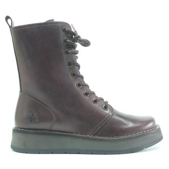 FLY London RAMI043FLY Leather Womens Lace Up Boots - Wine - Size:UK 4