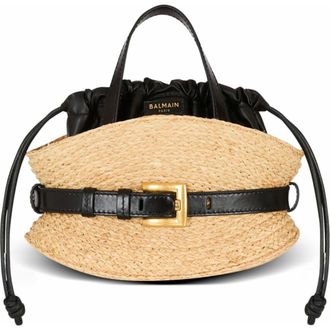 Balmain Shuffle Mini Bag In Raffia in Brown at Nordstrom