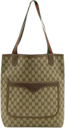 Gucci Pre-owned Tote Bags, female, Beige, Size: ONE SIZE Pre-owned GG Plus PVC tote bag