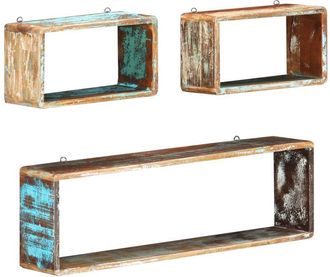 vidaXL Vidaxl - Juego de estantes cubo de pared 3 pzas madera maciza reciclada