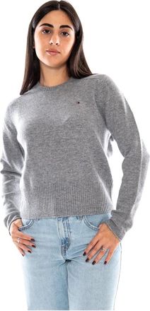 Tommy Hilfiger Maglione Slim in Jersey di Lana Soft C-Nk - - Knitwear - Donna - Grigio - M