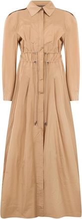 Alberta Ferretti Elegante Lange Jas - Dames - Shirt Kleedjes - Beige - L - Polyester - Kleedjes