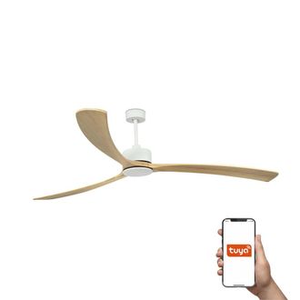 Netlighting Kauai XXL Ceiling Fan Matt White Pine Tuya Smart System in Brown