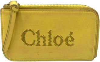 Chlo&eacute; Pre-owned Sense Geel Leren Kaarthouder - Dames - Vintage Accessoires - Geel - ONE Size - Leer - Vintage