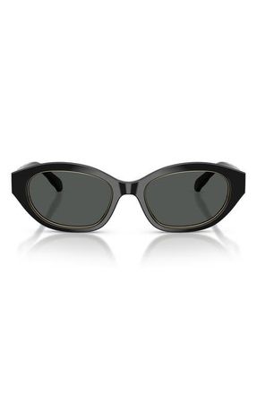 Tory Burch 52mm Irregular Sunglasses in Black /Dark Grey at Nordstrom