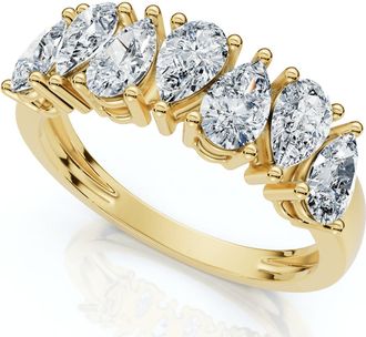 Pompeii3 1 1/5Ct Pear Shape Diamond Wedding Anniversary Ring 14k Gold Lab Grown EF/VS