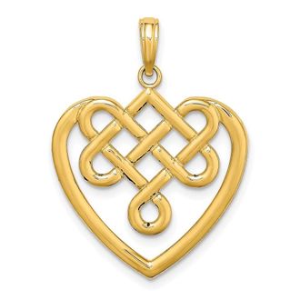 Diamond2Deal 14k Yellow Gold Large Celtic Knot Heart Charm Pendant