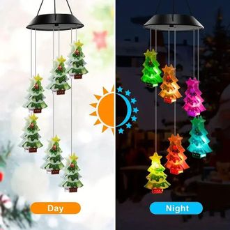 OEM Guirnalda De Luces Solares Con Campanillas De Viento, Dise&ntilde;o Colorido De &Aacute;rbol De Navidad, Decoraci&oacute;n Exterior Impermeable Para Jard&iacute;n, Balc&oacute;n Y Terra