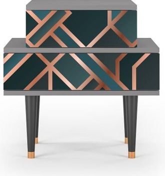 StoryZ Mesita de noche azul-verde 2 cajones L 58 cm