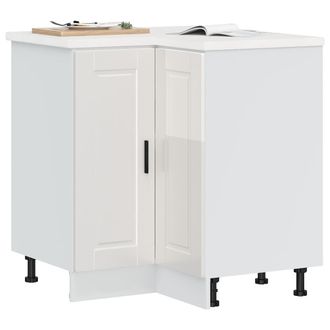 Berkfield Home Kitchen Corner Base Cabinet&not;Porto High Gloss White Engineered Wood
