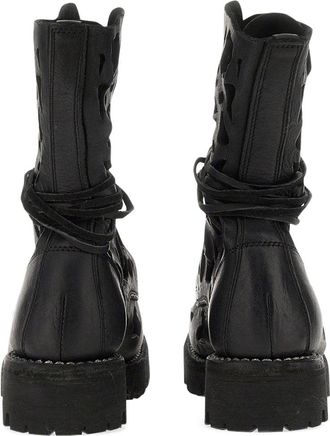 Guidi Cut-Out Details Ankle Boot - Black