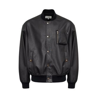 Maison Margiela Bomber Jackets, male, Black, M, Leather-effect Zip-pocket Bomber Jacket