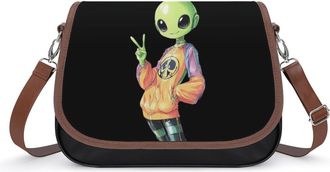 Generic Aliens Peace Sign Small Womens Crossbody Bags Shoulder Handbag with Adjustable Strap for Travel