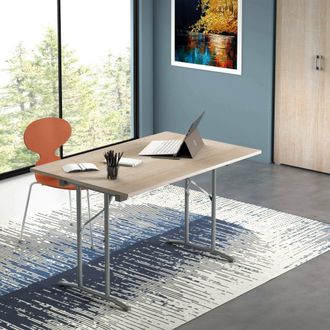 Dmora Mesa Plegable Arnica, Mesa De Camping Con Patas Plegables De Metal, Mesa De Comedor Moderna Multiusos, 100% Made In Italy, Cm 125x75h80, Roble Y Gris,