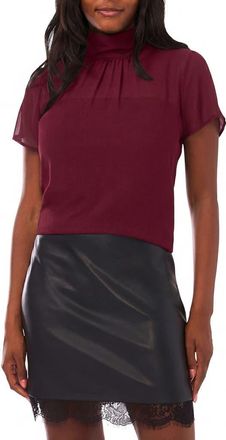 Vince Camuto Flutter Sleeve Chiffon Top in Crisp Merlot at Nordstrom, Size Medium