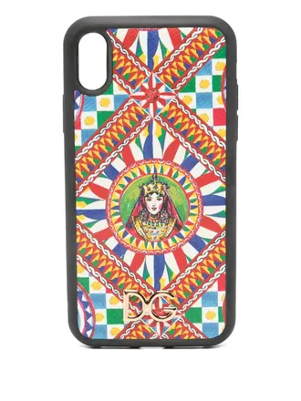 Dolce & Gabbana geometric-print iPhone XR case - women - Polycarbonite/Calf Leather/Thermoplastic Polyurethane (TPU) - One Size - Red