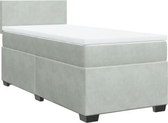 vidaXL Vidaxl - Cama box spring con colchón terciopelo gris claro 80x200 cm