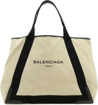 Balenciaga Pre-owned Tote Bags, female, Beige, Size: ONE SIZE Pre-owned Navy Cabas Tote Bag