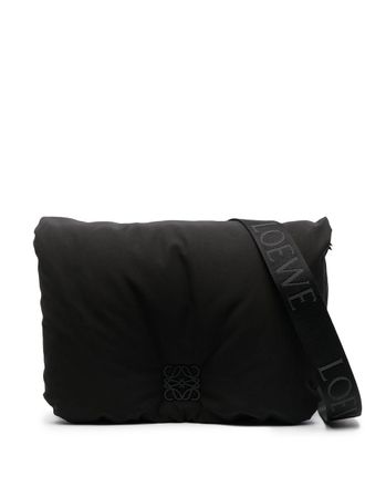 Loewe logo-plaque padded shoulder bag - men - Polyester/Calf Leather - One Size - Black