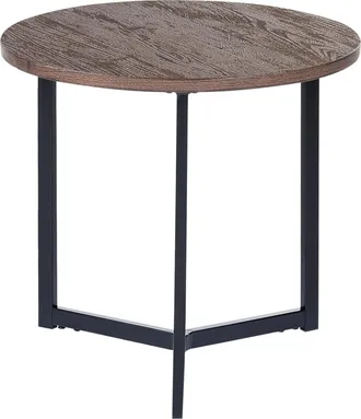 Beliani Mesa Auxiliar Madera Oscura Negro 50 Cm Mdf Base Metal Sala De Estar Tippo