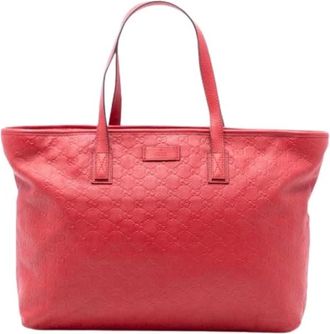Gucci Pre-owned Tote Bags, female, Red, Size: ONE SIZE Pre-owned Embossed Leather Tote Bag