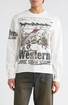PacSun Western Long Sleeve Graphic T-Shirt in White at Nordstrom Rack, Size X-Large