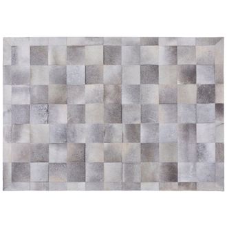 Beliani Beliani - Alfombra De Piel De Vacuno Gris 160 X 230 Cm Patchwork Geom&eacute;trica Rectangular Moderna Alacam