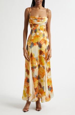 Cinq &agrave; Sept Betty Floral Print Cocktail Dress in Smoke Sand Multi at Nordstrom, Size 00