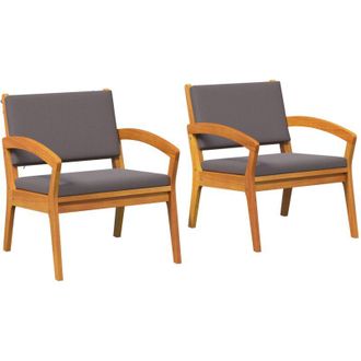 vidaXL Vidaxl - Silla De Jard&iacute;n Con Coj&iacute;n 2 Pcs Marr&oacute;n Madera Maciza De Acacia