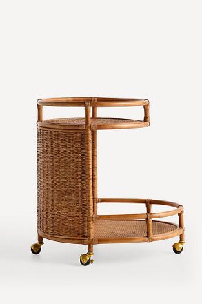 Anthropologie Nalu Woven Rattan Bar Cart