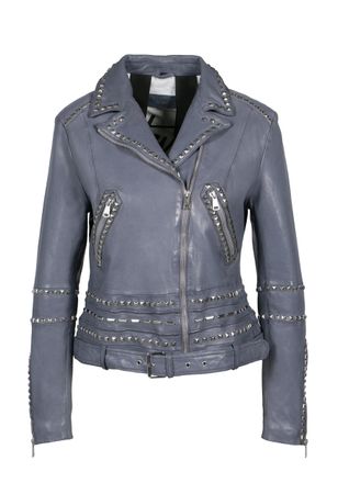 Freaky Nation Lederjacke FREAKY NATION Ms.Strass-FN, Damen, Gr. M (38), grau, Oberstoff: 100% Leder; Futter: 100% Baumwolle, normal, Jacken Lederjacke