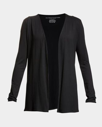 Majestic Filatures Soft Touch Open Cardigan in Noir at Nordstrom, Size 3