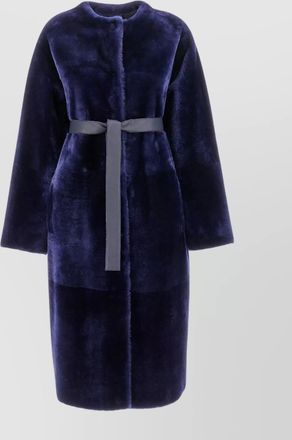 BLANCHA shearling reversible coat waist sleeves texture pockets