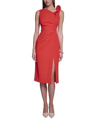 Halston Heritage Rose Detail Bodycon Midi Dress