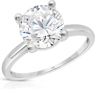 MAX + STONE 14k Yellow or White Gold 3 Carat Cubic Zirconia Solitaire Engagement Ring